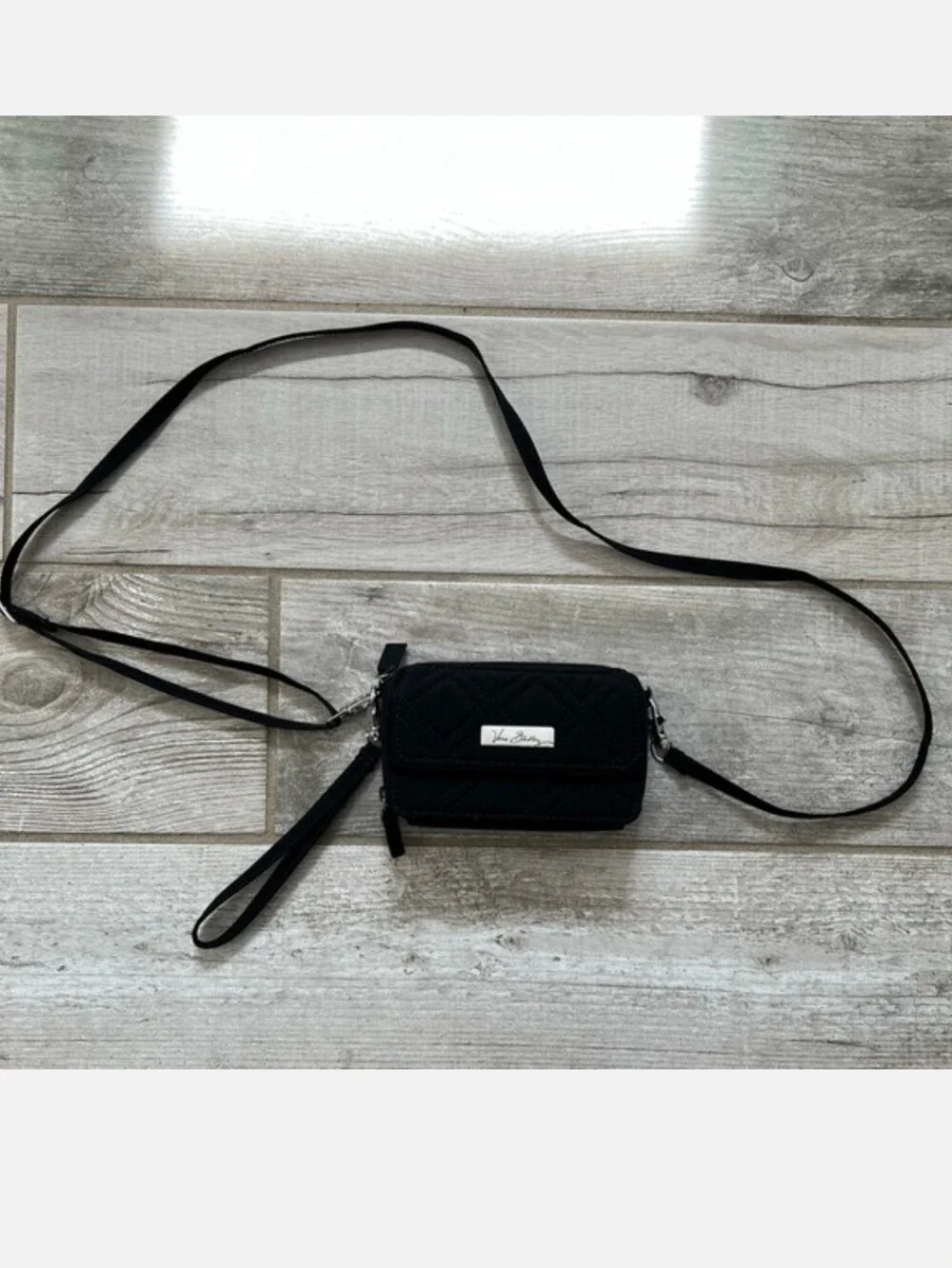 Vera Bradley Black Quilted Mini Crossbody Wallet